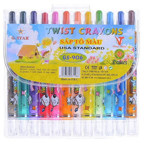 12 cây bút sáp vặn loại dài Gstar 906
