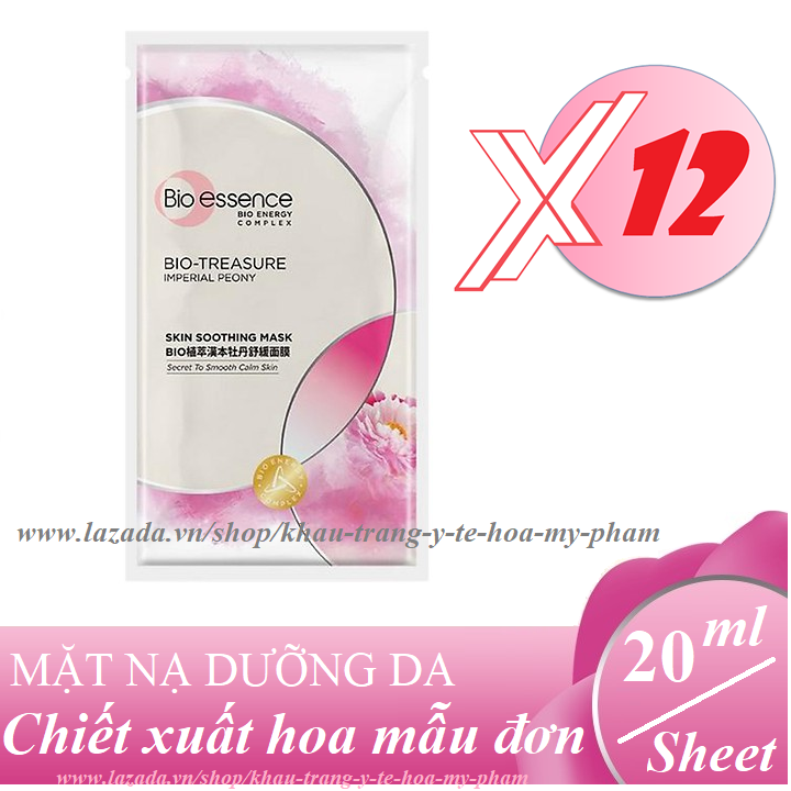 [HCM]Bio-essence - Mặt nạ dưỡng da tươi trẻ chiết xuất hoa Mẫu Đơn Hoàng Cung 20 ml x 12 tấm