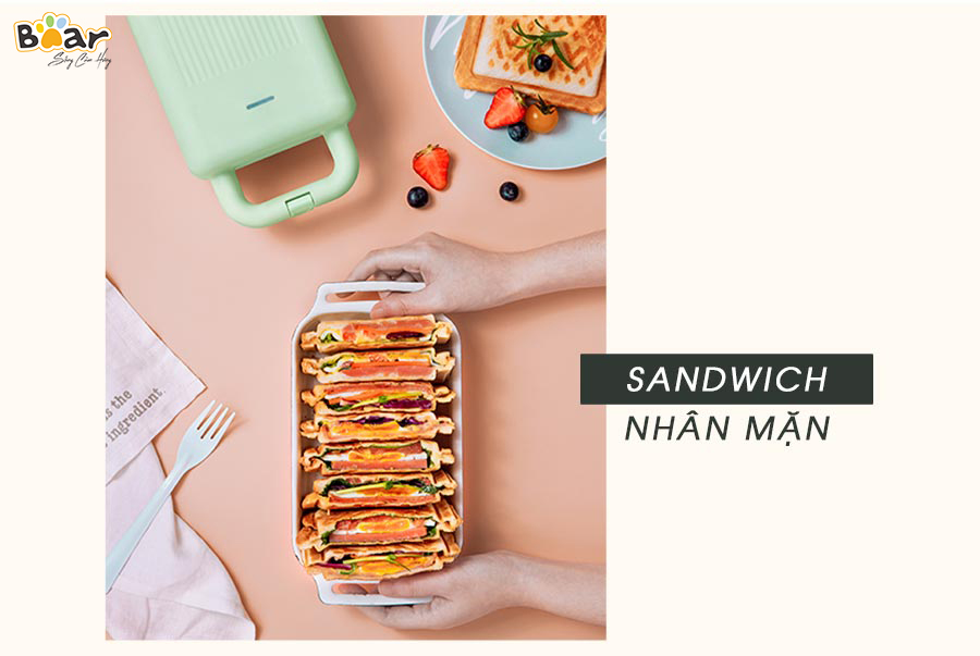 Máy kẹp nướng bánh mì sandwich & waffle Bear DPC-P06N2 cho bữa sáng tiện lợi