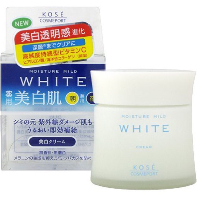 Kem dưỡng trắng da ban đêm Kosé Moisture Mild White Cream 55g - Nhật bản
