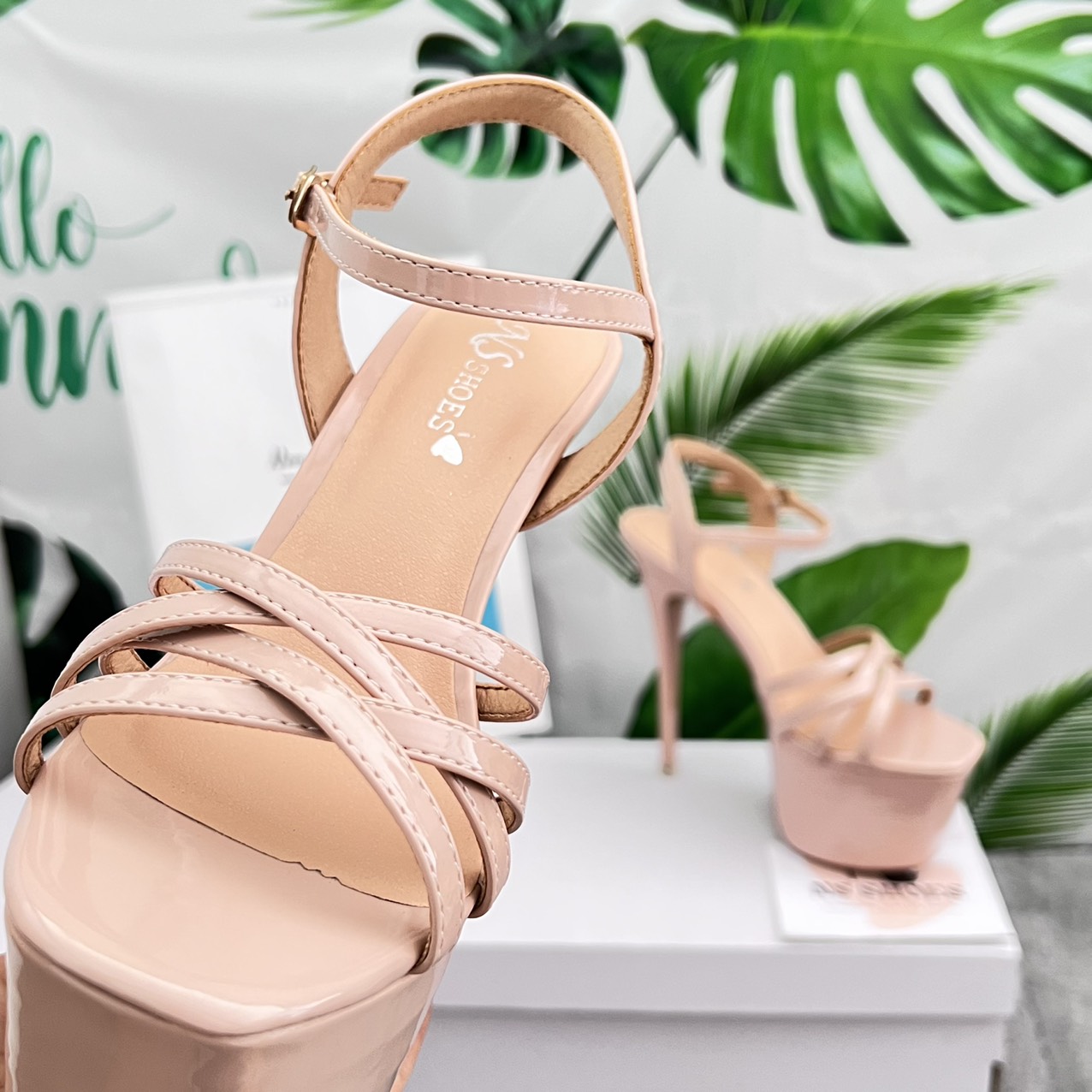 Giày cao gót đế đúp catwalk quai ngang 4 dây thời trang sàn diễn, sự kiện, tiệc tùng 16cm - NS2202