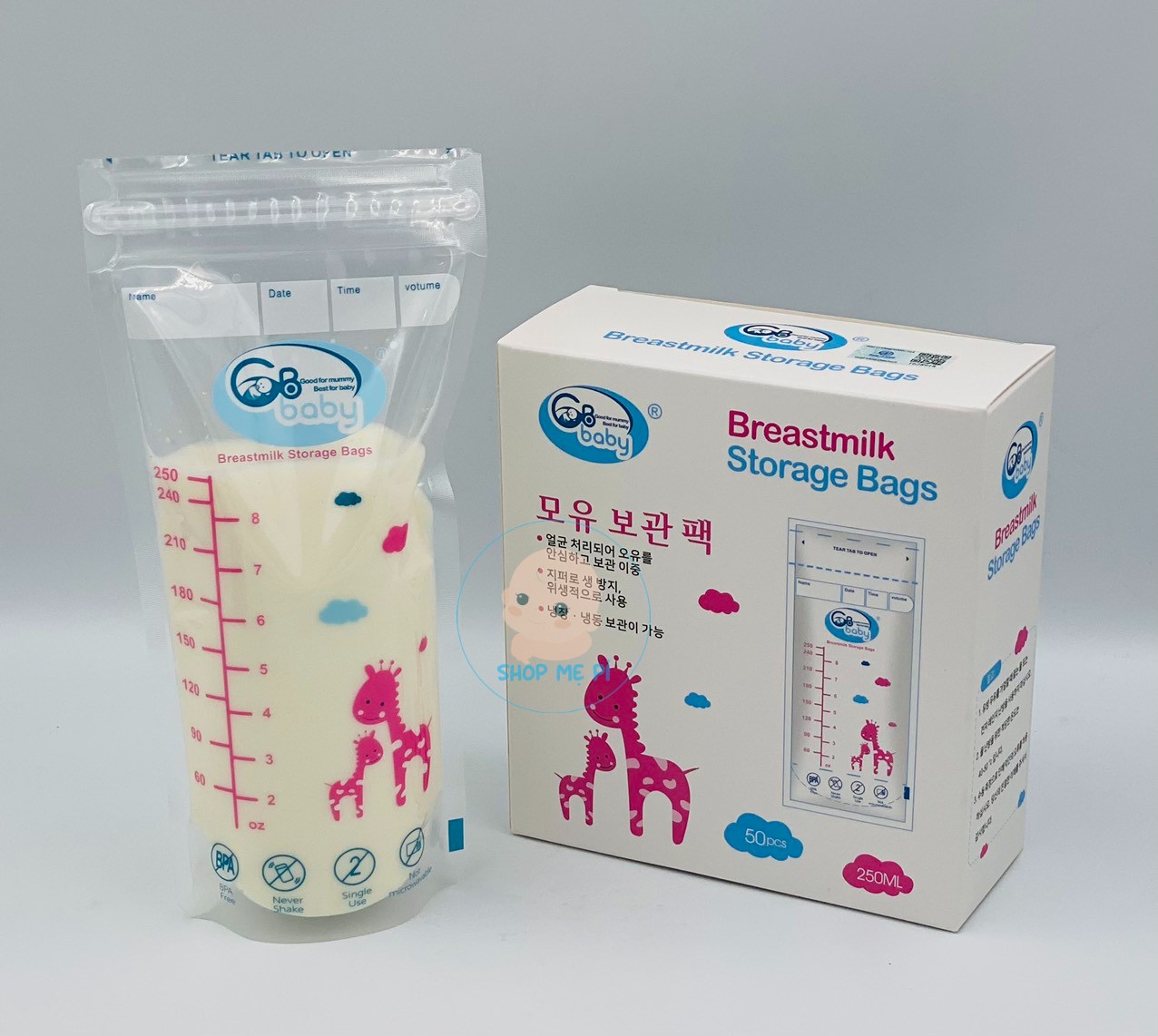 Hộp 50 túi trữ sữa mẹ 250ml GB Baby Hàn Quốc - Mẫu mới 2021 (Có tách lẻ)