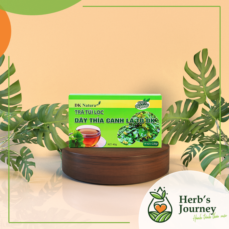 Trà túi lọc dây thìa canh DK ( Trà dây thìa canh lá to kết hợp dây thìa canh lá nhỏ ) - Từ dược liệu cây dây thìa canh khô - Túi lọc tiện dụng dành cho người tiểu đường