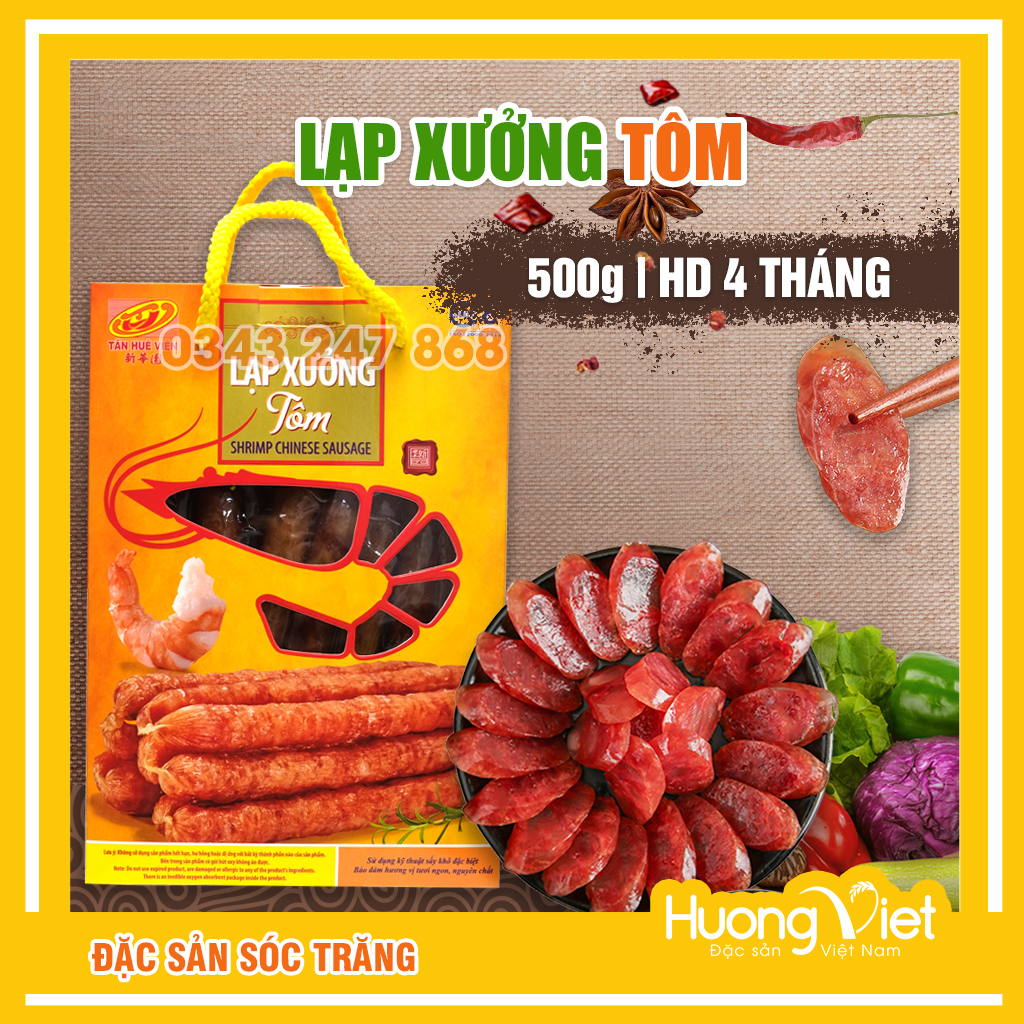  Lạp xưởng tôm Tân Huê Viên cao cấp 500gr lạp xưởng Sóc Trăng chính hãng Lạp xưởng Tân Huê Viên lạp xưởng tết  QUÀ TẾT 2023  