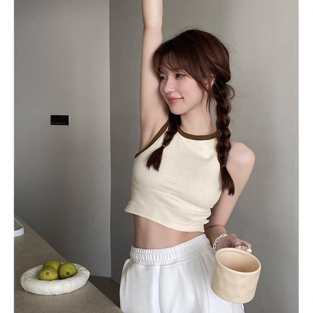 Áo Ghi lê ba lỗ nhiều màu phối viền croptop ôm body xinh