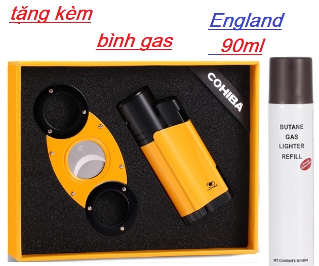 Bộ set phụ kiện 2 món bật lửa, dao cắt, thương hiệu cohi ba hb 360 cao cấp