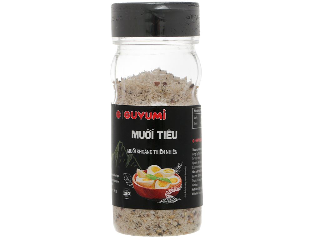 Muối tiêu guyumi 60g từ muối khoáng dùng chấm trái cây rau củ bánh tráng trộn