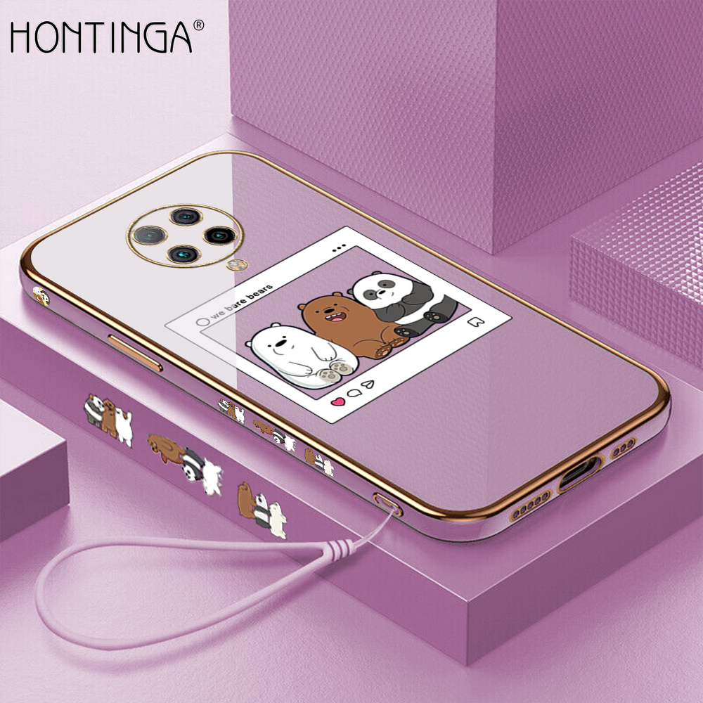 Hontinga ốp lưng cho xiaomi poco f2 pro redmi k30 pro ốp lưng điện thoại hình vuông tpu mềm mạ crôm sang trọng hình ảnh hoạt hình vỏ bọc toàn bộ ốp cao su chống gores bảo vệ máy ảnh cho bé gái