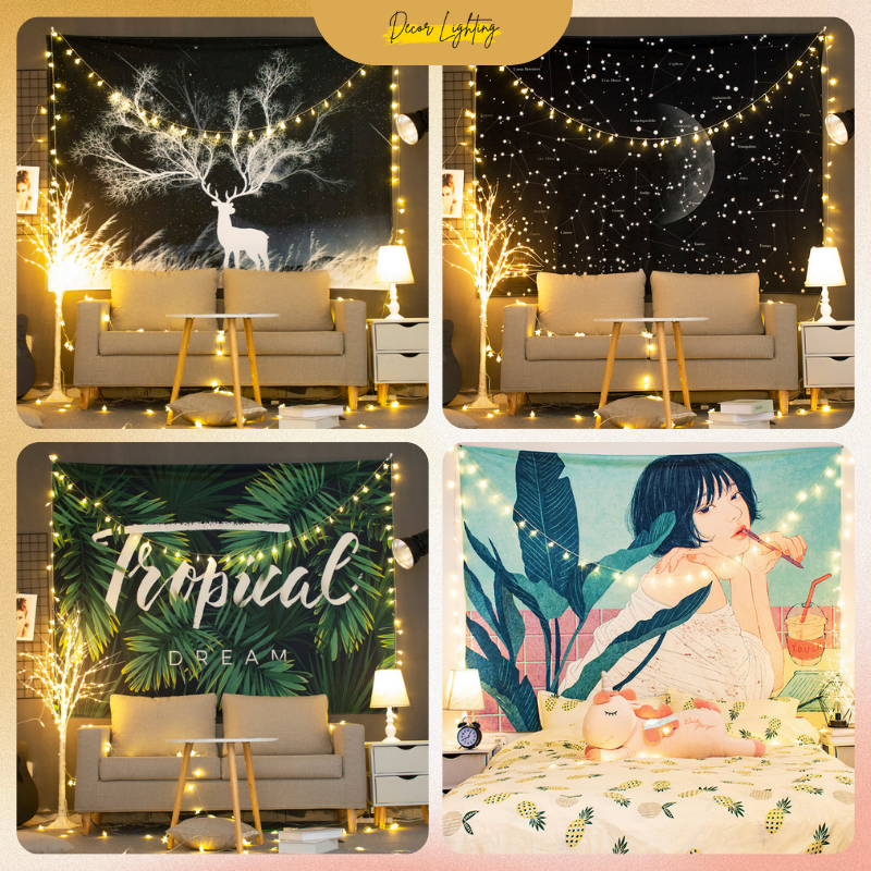 Vải Treo Tường Decor Phòng Ngủ, Tranh Vải Treo Tường Mẫu Mới 2023 [Size 150x130cm, kèm móc treo]