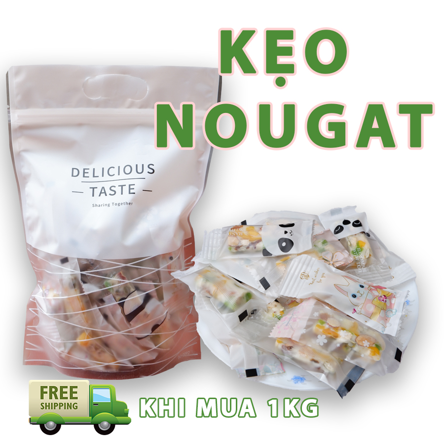 Kẹo nougat hạnh phúc nhiều hạt trái cây sấy mềm dẻo thơm ngon ít ngọt đồ ăn vặt healthy