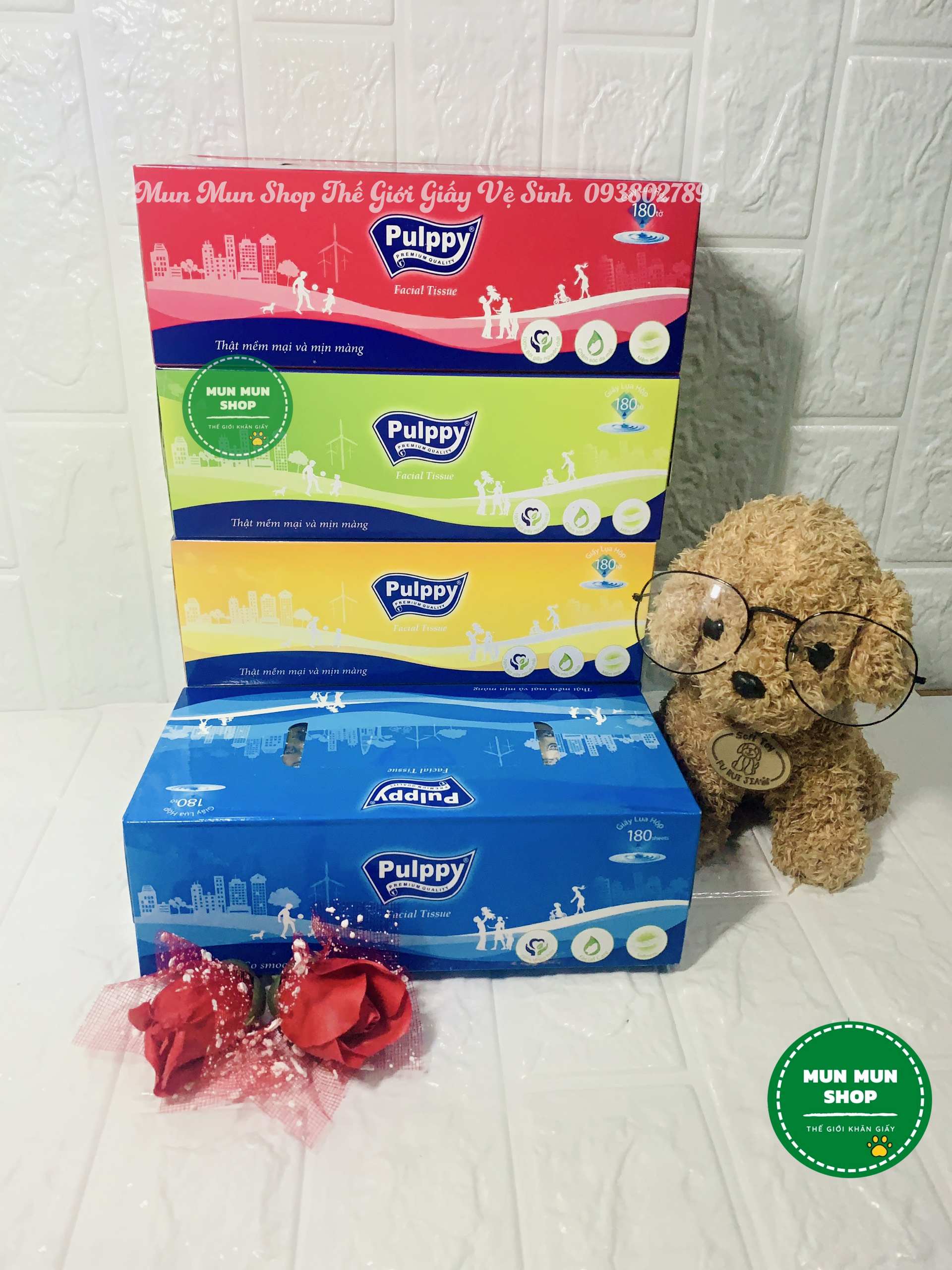 combo 5 hộp Pulppy 180 tờ 2 lớp hàng công ty chính hãng