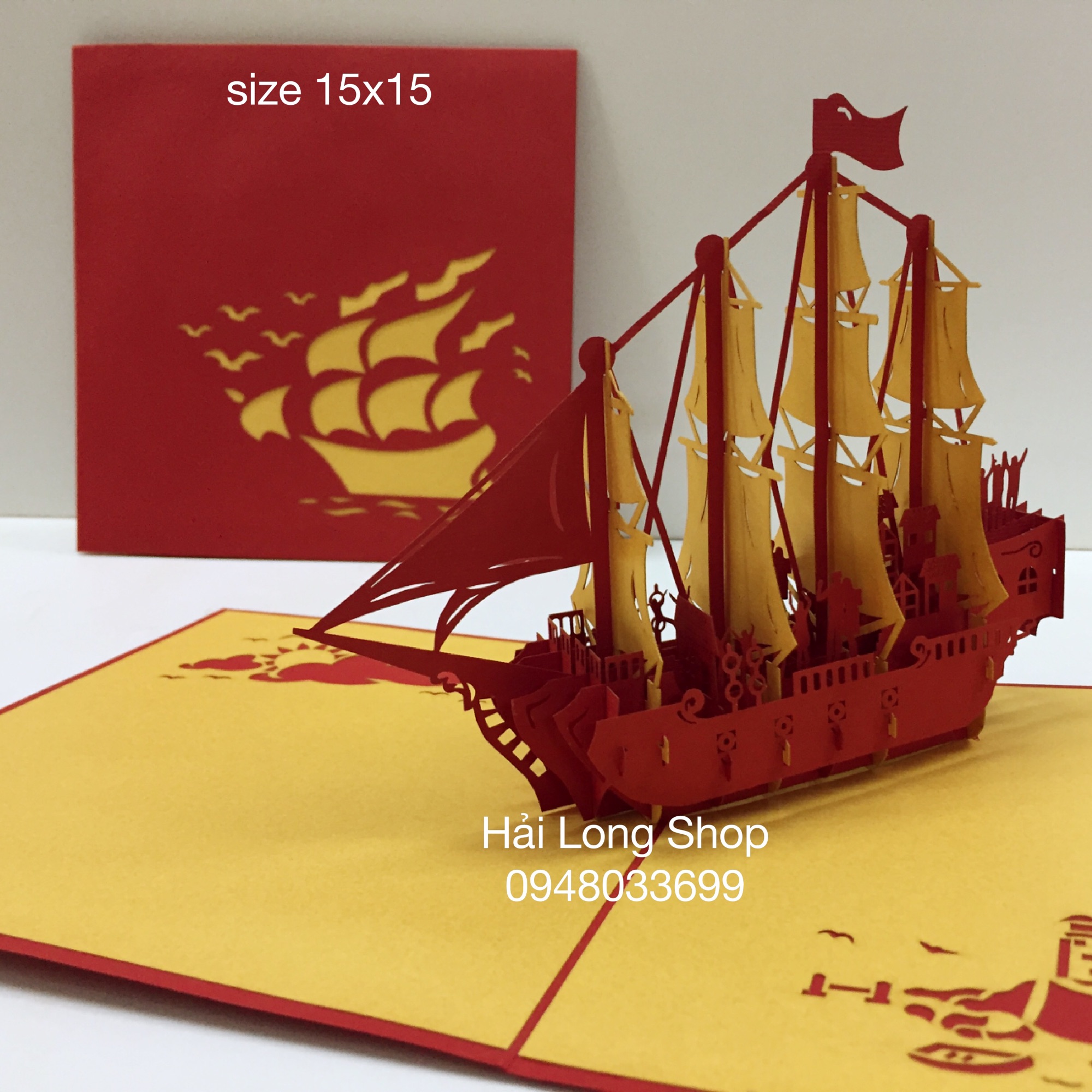 Thuyền 9 ( 4 cánh lòng vàng ) - Boat - Thiệp 3D