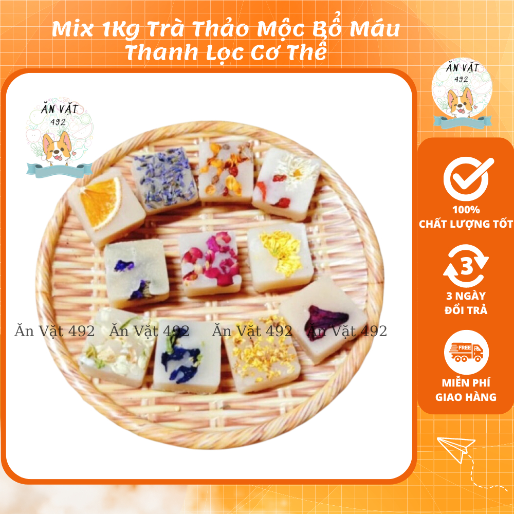 Mix 1kg trà đường phèn mật ong -đường nâu thảo mộc bổ máu thanh lọc cơ thể