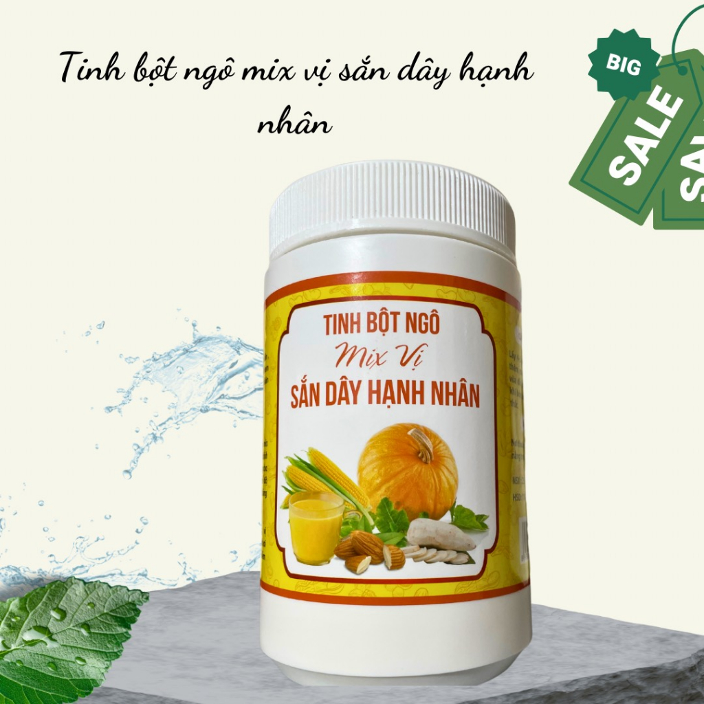 Combo 2 hộp 1kg Tinh bột ngô mix vị hạnh nhân sắn dây