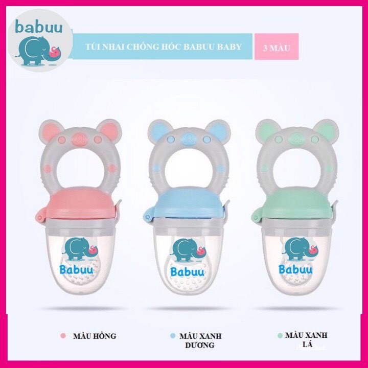 Bộ túi nhai ăn dặm Babuu ( tặng thêm 2 núm phụ và 1 dây đeo)