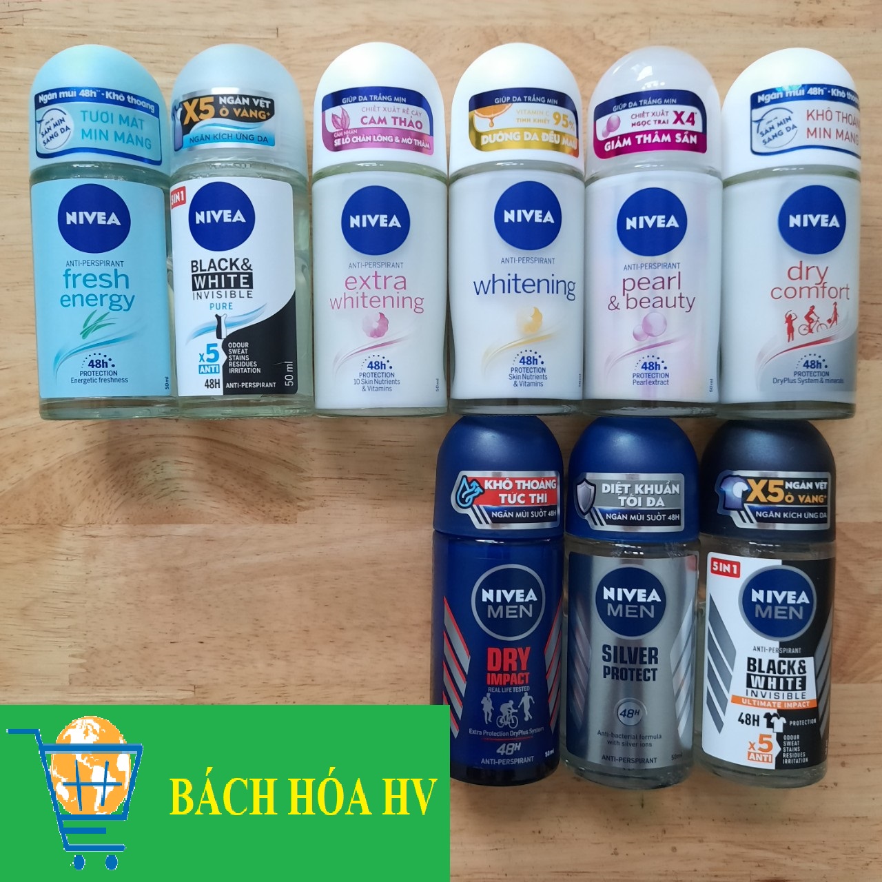 Combo 2 chai lăn Nivea (50ml x 2) đủ loại - BACH HOA HV