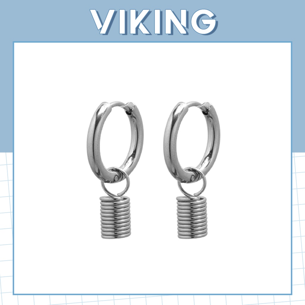 Khuyên Tai Bông Tai Nam Nữ Tròn Charm Lò Xo Thép Titan Không Gỉ