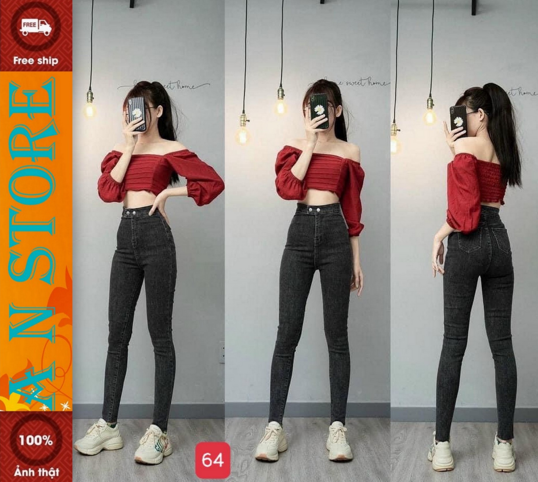 [HCM]quần jean nữ cao cấp win 268 quần jean AN NHIÊN STORE M64 lưng cao ống xuông ôm sát cao cấp siêu hót phong cách hàn quốc thời trang An Nhiên store9999 AN711