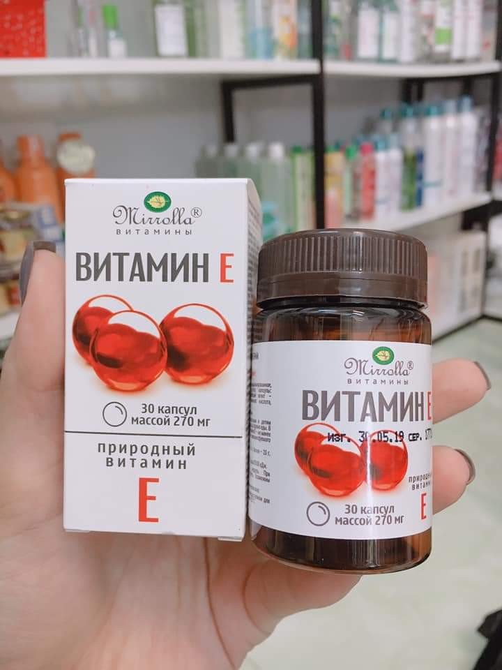 Viên uống vitamin E Mirrolla của Nga hàng chính hãng hàm lượng 270mg