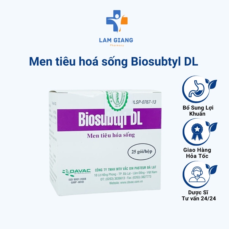 Men tiêu hoá sống Đà Lạt Biosubtyl DL hộp 25 gói