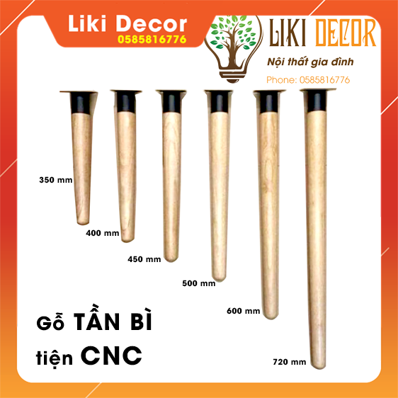 [Giá xưởng tiện CNC] 1 Chân bàn gỗ Tần Bì 35cm nhập khẩu tiện CNC kèm đế thép dạng ống lồng chịu lực cao| liki Decor | sơn tĩnh điện