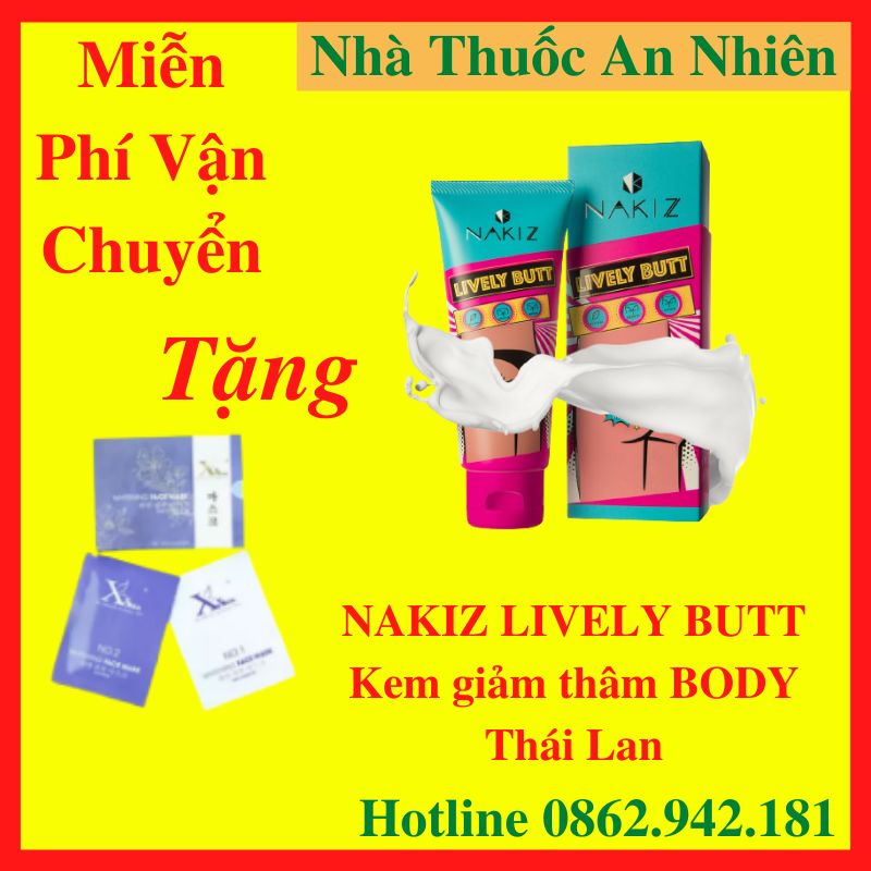 [MIỄN PHÍ SHIP][ Combo 3 Tuýp] Kem Nakiz Lively Butt bôi THÂM / MỤN vùng MÔNG/ BẸN/ NÁCH/ CỔ/ LƯNG/ KHỦY TAY/ ĐẦU GỐI - Hỗ trợ RẠN DA bụng/ đùi/ mông - AN001