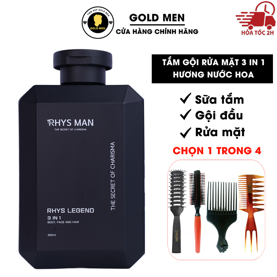 Sữa tắm gội nam RHYS MAN hương nước hoa 3 in 1 Rhys Legend 350ml [CHÍNH HÃNG]