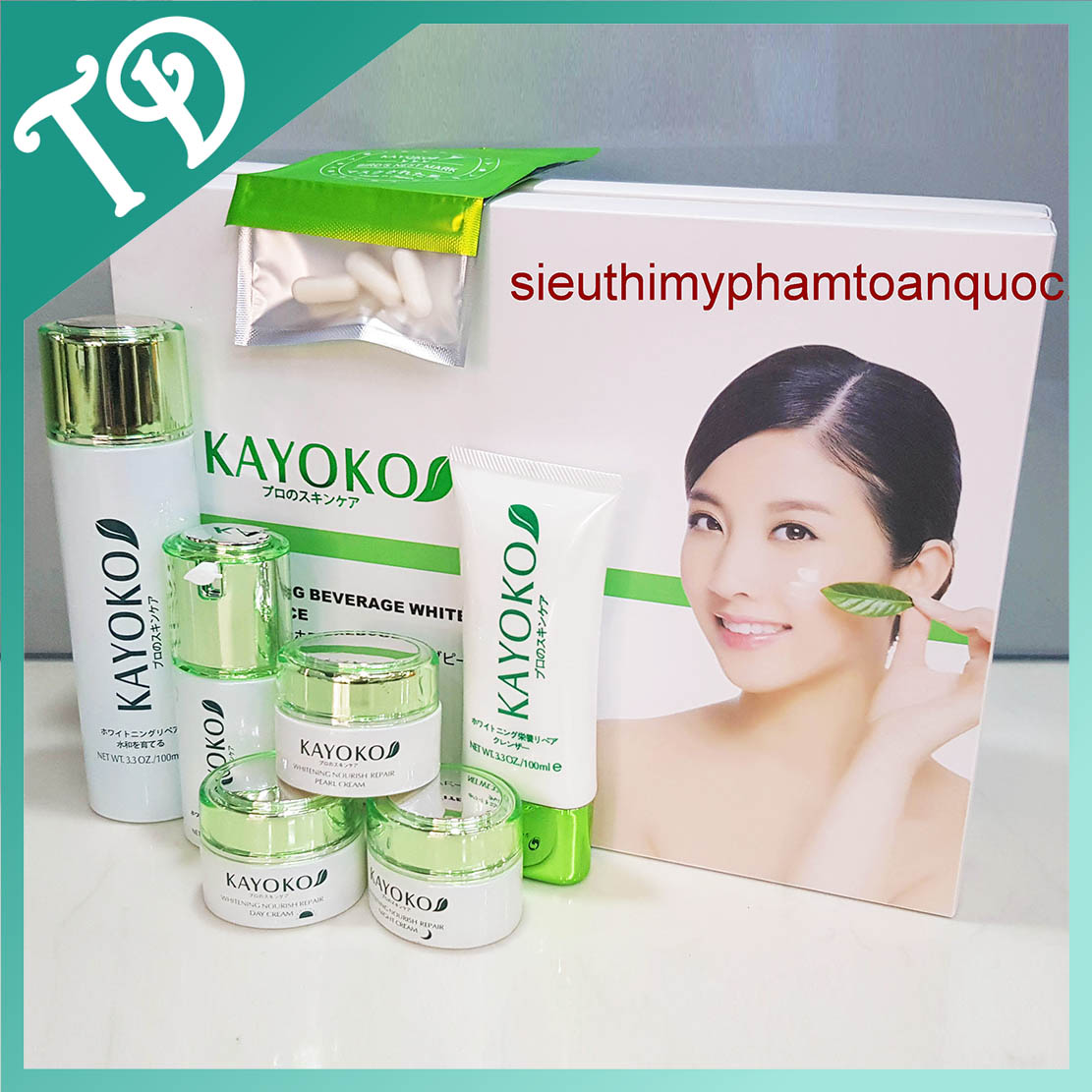 Bộ mỹ phẩm cao cấp Kayoko Trắng 6in1, chuyên làm mờ nám, tàn nhang và dưỡng trắng da, mỹ phẩm Kayoko.