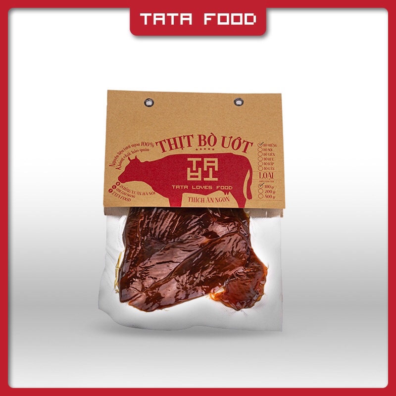 Khô bò miếng ướt cháy tỏi 500g tata food đồ ăn vặt hà nội bmu5