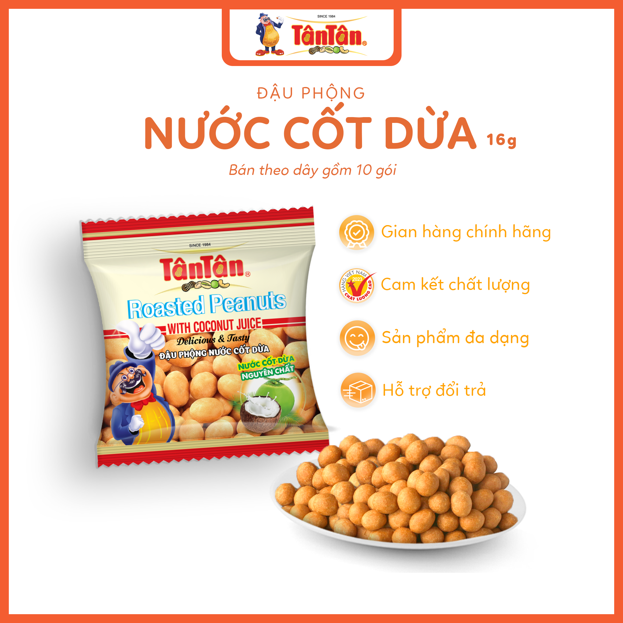 10 gói Đậu phộng Nước cốt dừa Tân Tân