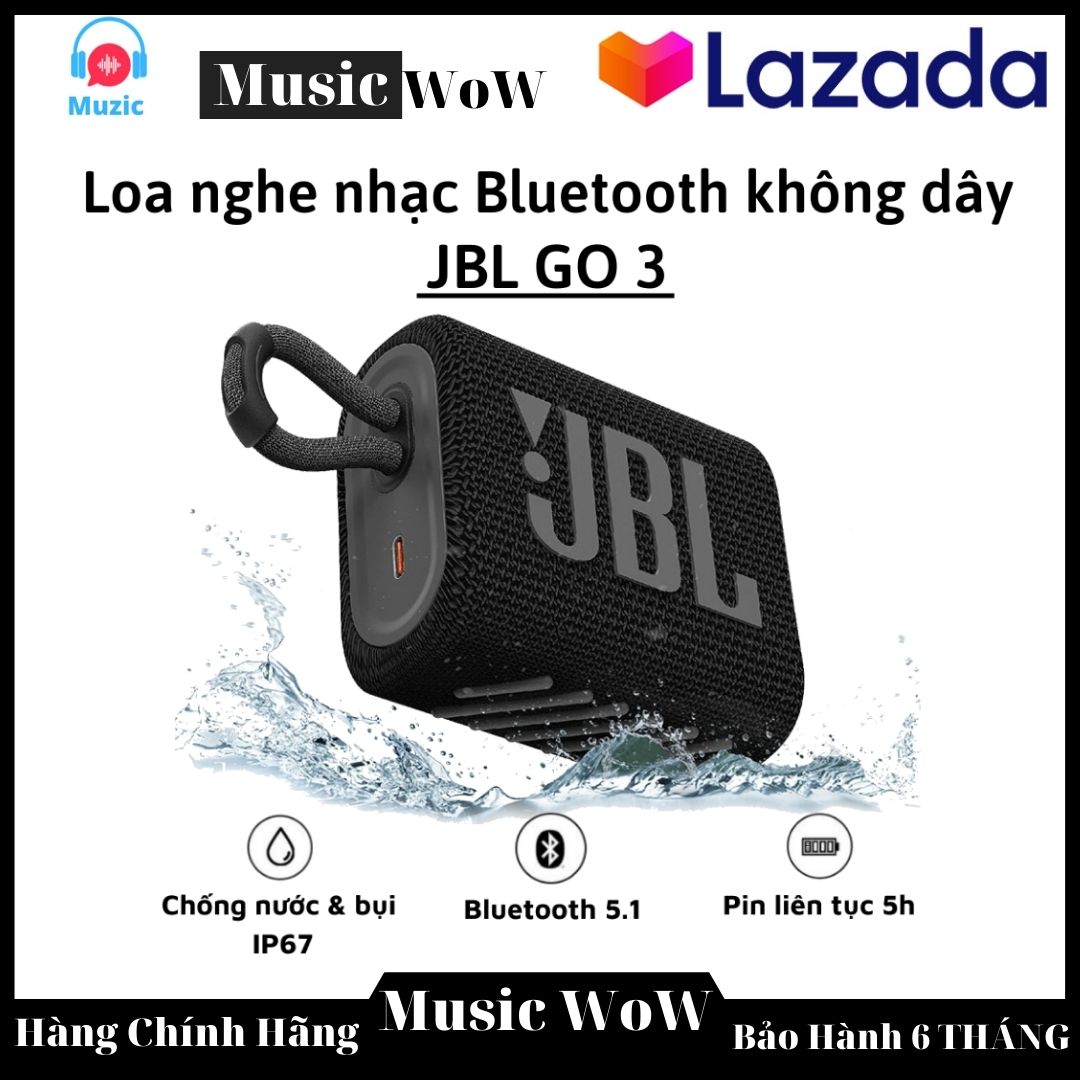 Loa bluetooth jbl go 3 - loa nghe nhạc công suất lớn 4,2w loa nghe nhạc bluetooth bass mạnh, kháng nước và bụi ip67, hệ thống bluetooth 5.1
