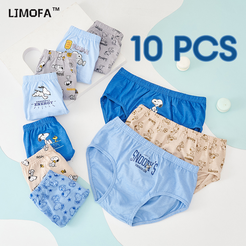 LJMOFA 10Pcs Boys Underwear Pure Cotton Briefs Childrens Underpant Cartoon Comfortable Breathable for Kids 2-13Yrs