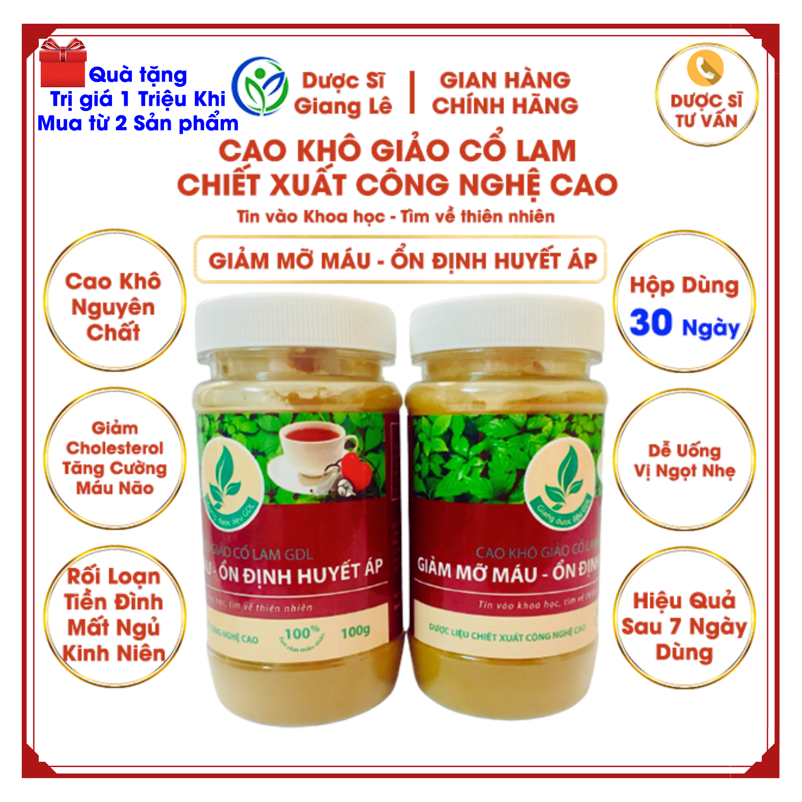 Cao khô giảo cổ lam duocsi_giangle cao khô nguyên chất chiết xuất công nghệ cao giúp giảm mỡ máu, ổn định huyết áp