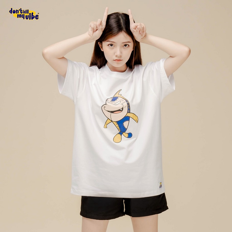 Áo thun nữ cute màu trắng DKMV Tee Monster-White | K02-T3