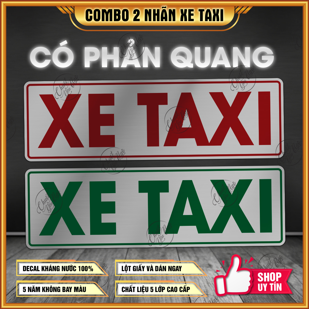 Combo 2/4 miếng dán xe TAXI phản quang dán ô tô phù hiệu xe hợp đồng xe du lịch
