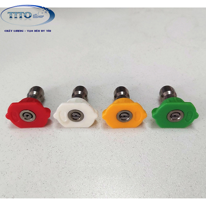 Bộ 4Béc phun - Đầu béc gắn cần xịt rửa của máy rửa xe áp lực cao - Ren nối nh.anh 1/4 inch