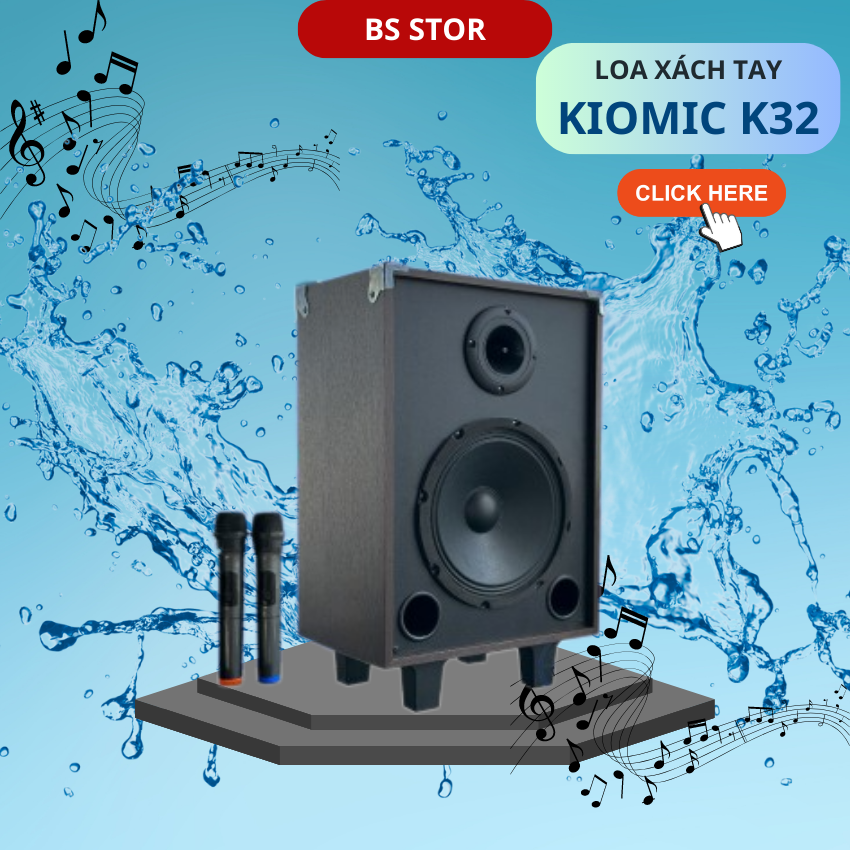 [MẪU MỚI ]  Loa Karaoke Kiomic K32 - Loa Xách Tay Bluetooth Cao Cấp Giá Rẻ Bass 20Cm Chất Âm Mạnh Mẽ