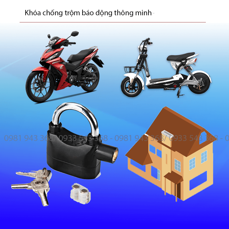 Khóa cửa thông minh, điện tử Ổ Khóa Chống Trộm - Ổ khóa báo động cho nhà - Siêu Tốc Phù Hợp Với Tất Cả Các Dòng Xe Máy Cửa Nhà Cửa Kho Tủ Sắt...Có Còi Báo
