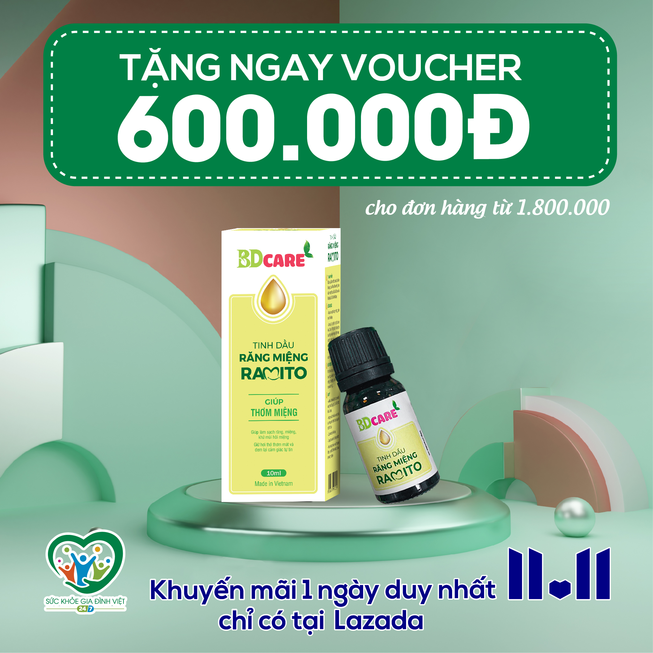 Tinh dầu răng miệng Ramito -10ml - làm sạch, tạo hơi thở thơm mát, phòng ngừa và hỗ trợ giải quyết các vấn đề răng miệng