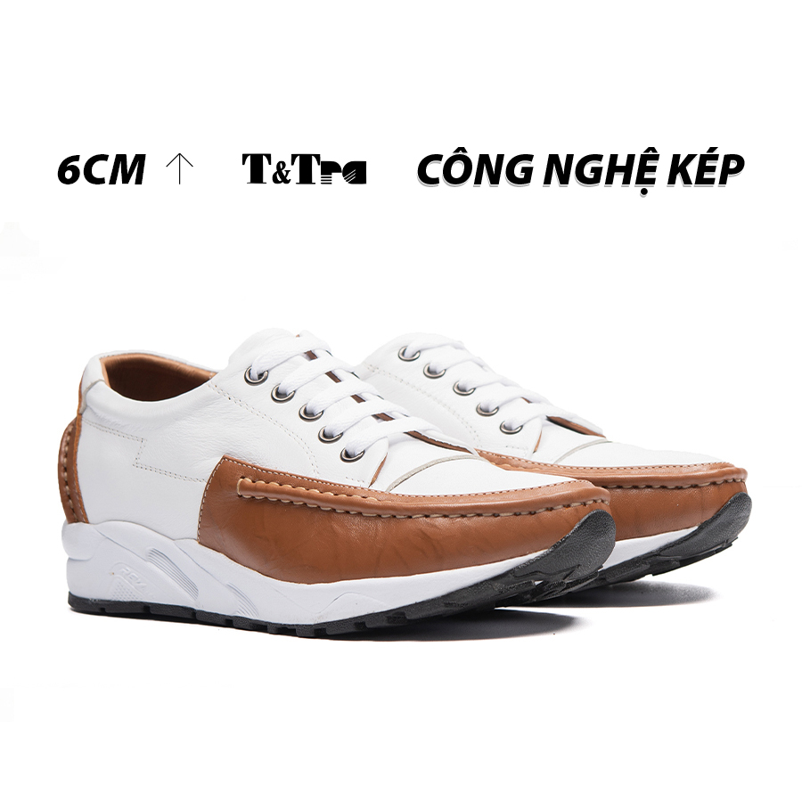 Giày cao nam t&tra t27 trắng nâu cao 6cm