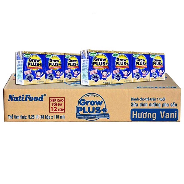 Thùng 48 Hộp SBPS NutiFood Grow Plus+ TCKM 110ml (xanh)