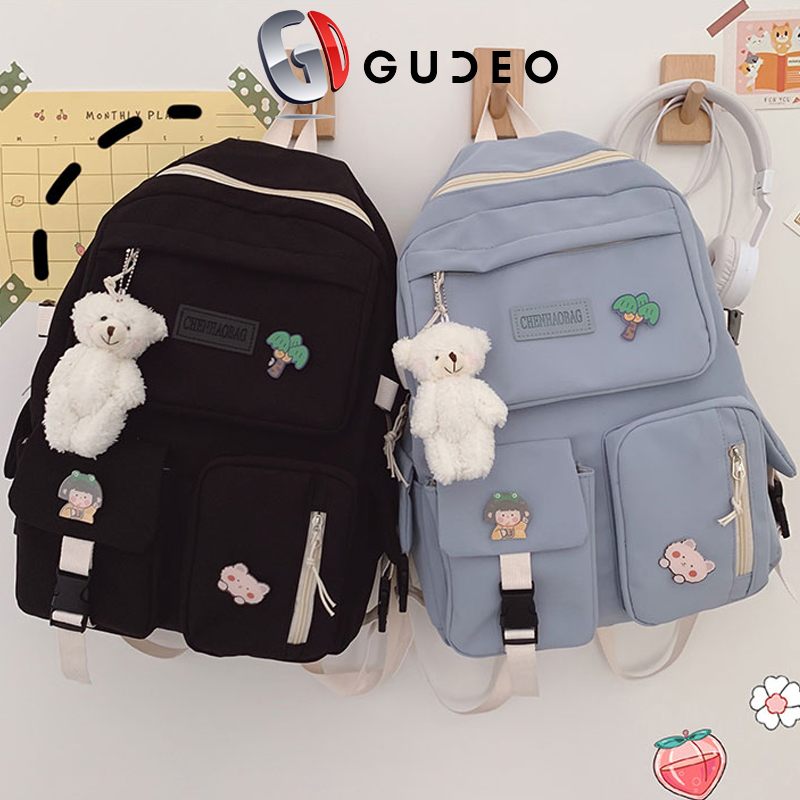 HOÀN TIỀN 15% - Balo Nữ Balo Đi Học Ulzzang New Pro Tặng 3 Sticker Chất Dù Mịn Nhẹ Hàng Đẹp - GUDEO
