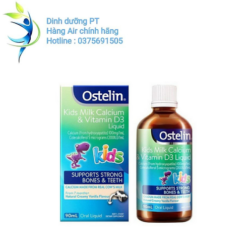 Canxi sữa khủng long Ostelin & VitaminD3 Liquid 90ml-Xuất xứ Úc Chính Hãng .