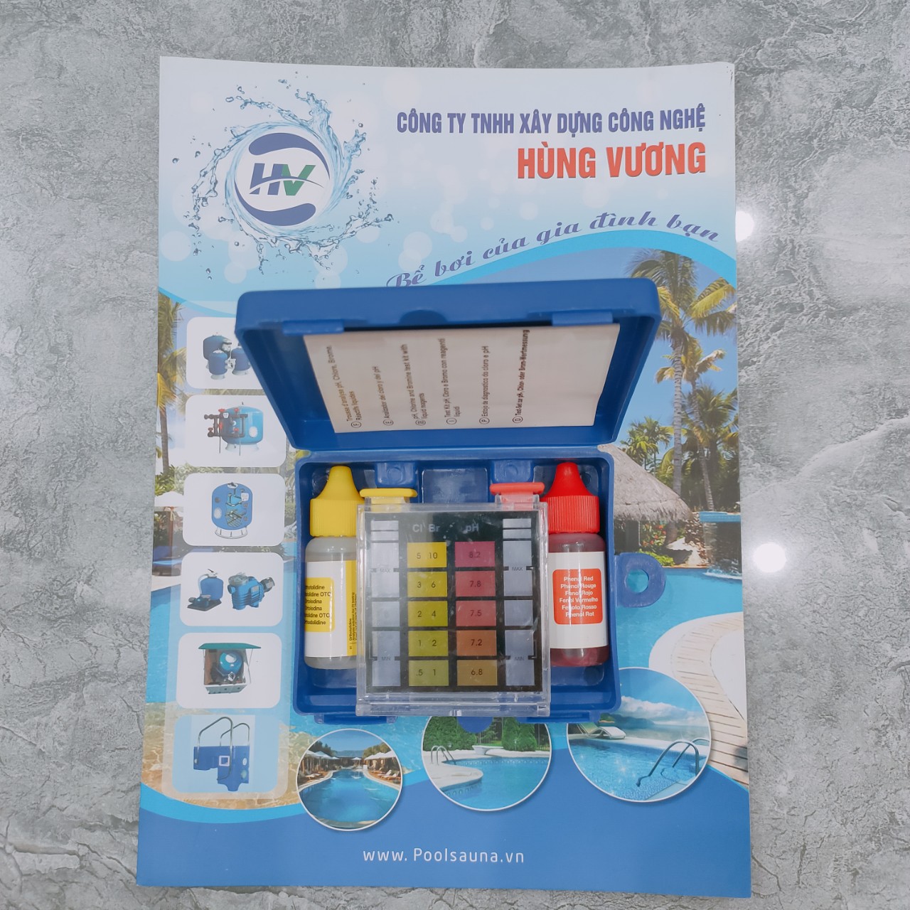 Bộ test nước hồ bơi - bộ test clo,ph nước hồ bơi