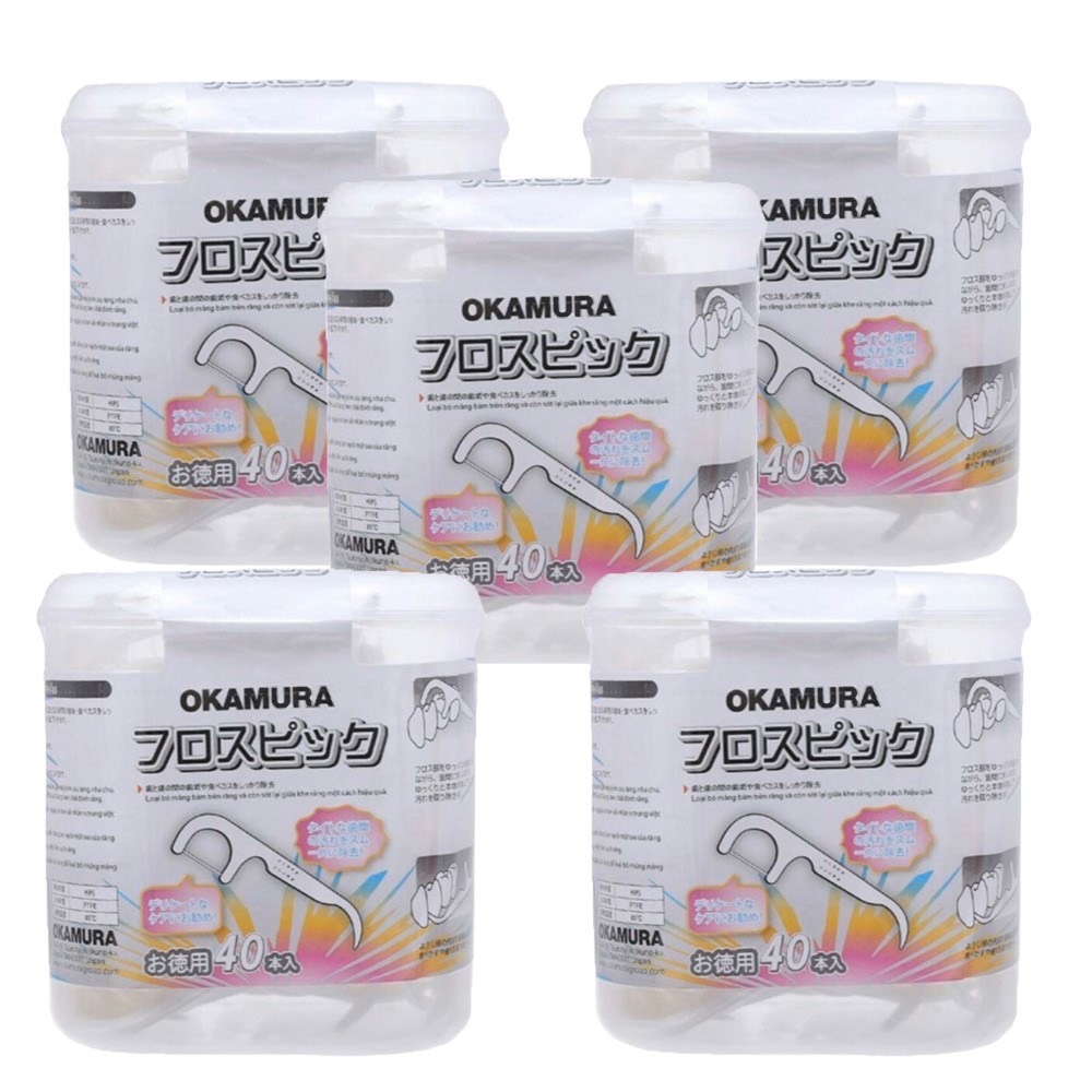 Okamura- combo 5 hộp tăm cung chỉ nha khoa 40 cây