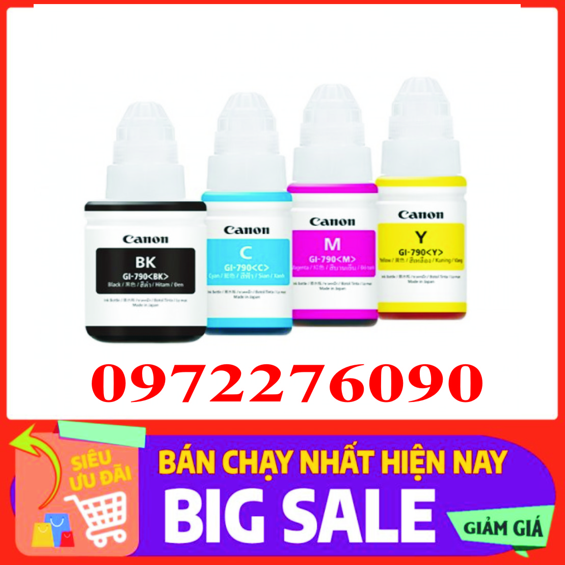 Bộ mực 4 màu cho máy in g1010-g2010-g3010 mã gl-790 chính hãng