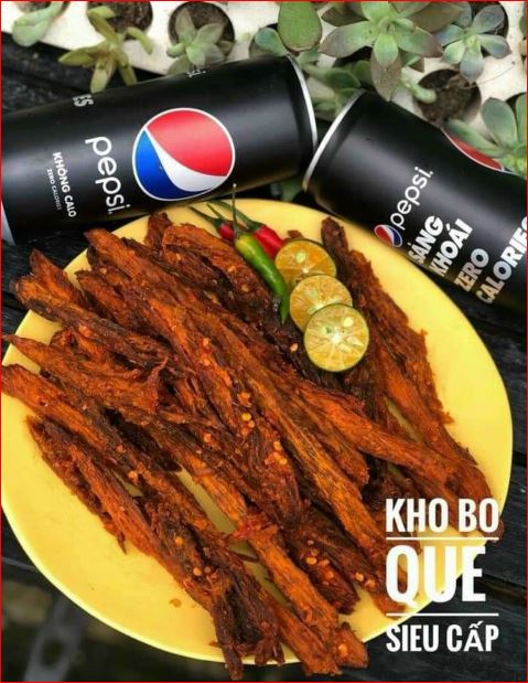 Khô bò que cao cấp - cay cay thơm ngon ngất ngây hộp 250gr ăn vặt siêu ghiền