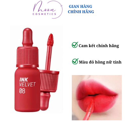 Son kem lì peripera ink velvet tint, son ink 08 - đỏ hồng