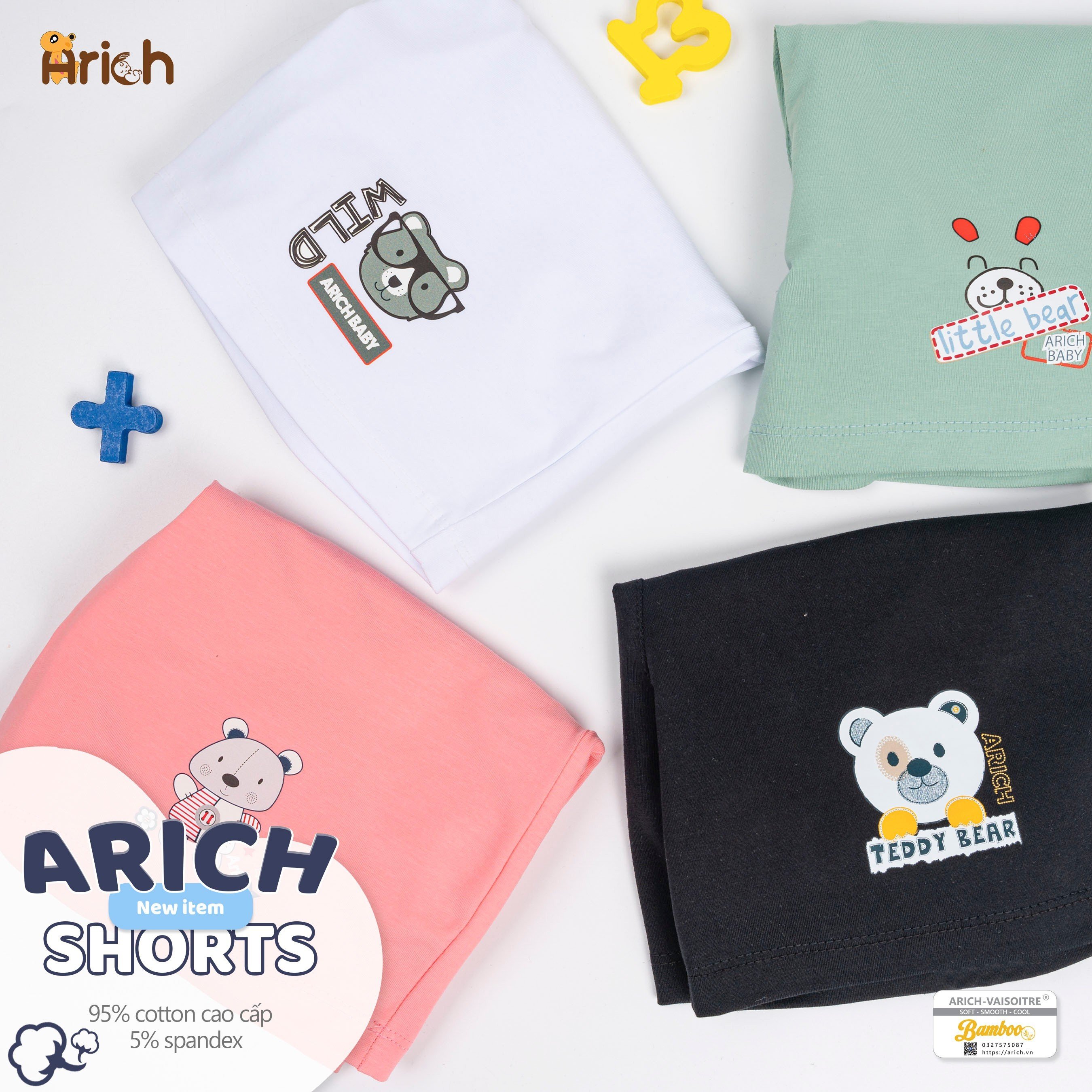 Quần Short cotton họa tiết cho Bé