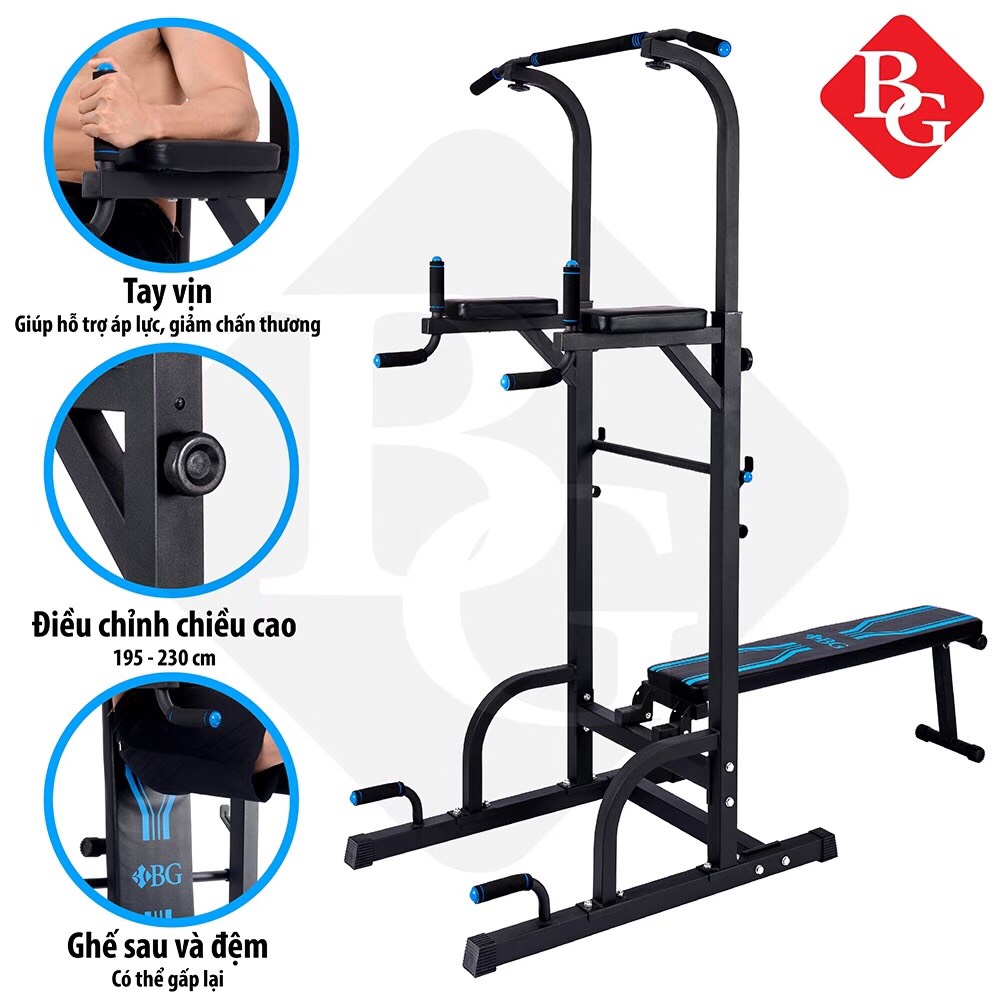 HCM GYM19  XÀ ĐƠN, XÀ KÉP - CHIN UP BLACK Thiết bị tập luyện tổng hợp tay vai bụng cao cấp đa năng THÁI LAN
